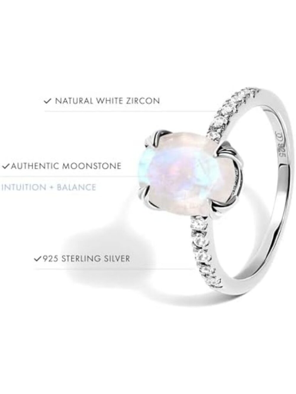 Rainbow Moonstone, Black Obsidian & Rose Quartz Rings - Boho Chic Jewelry for - Picture 3 of 6